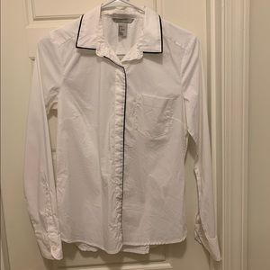 H&M Size 8 White Button Up with Black Accents